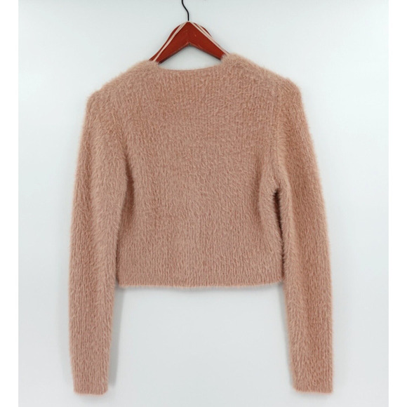ASTR The Label Lorain Cardigan Womens Medium Pink Clay Fuzzy Cropped Timeless - Picture 4 of 13
